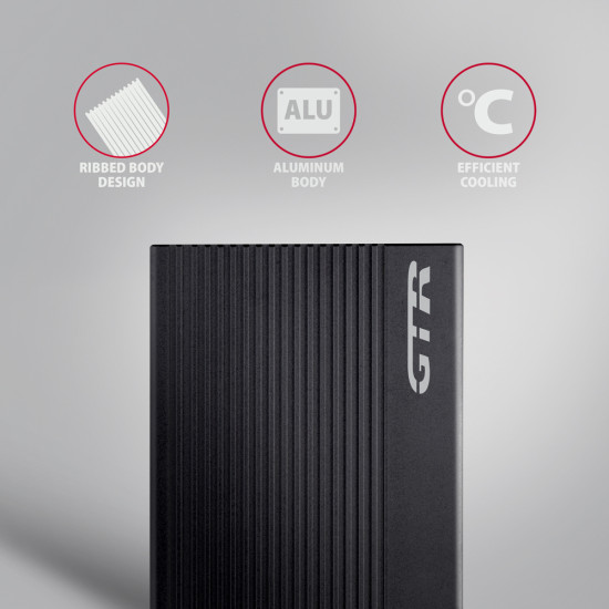Axagon EE25-GTR USB-C 3.2 Gen 2 - SATA 6G 2.5\" externes Festplattengehäuse geriffelt HDD/SSD enclosure Black 2.5" Axagon EE25-GTR USB-C 3.2 Gen 2 - SATA 6G 2.5\" externes Festplattengehäuse geriffelt HDD/SSD enclosure Black 2.5"