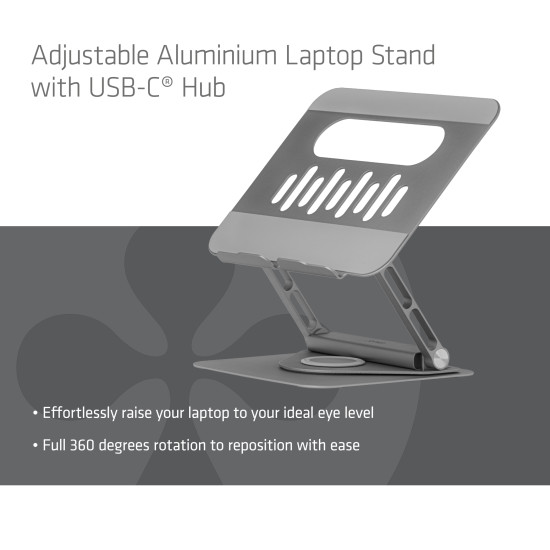 Adjustable Aluminium Laptop Stand with USB-C® Hub