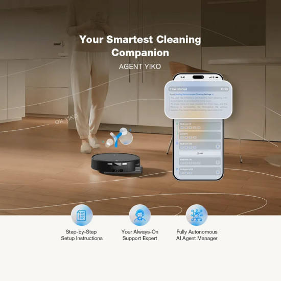 Automated Vacuum Cleaner（30,000Pa Suction, Instant Self-Cleaning OZMO Roller Mop）