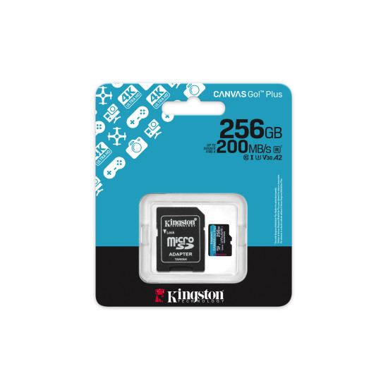 256GB microSDXC Canvas Go Plus Gen4 200MB/s A2 U3 V30 Card + Adapter 256GB microSDXC Canvas Go Plus Gen4 200MB/s A2 U3 V30 Card + Adapter