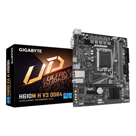 H610M H V3 DDR4 Motherboard - Supports Intel Core 14th CPUs, 4+1+1 Hybrid Phases Digital VRM, up to 3200MHz DDR4, 1xPCIe 3.0 M.2, GbE LAN, USB 3.2 Gen 1 H610M H V3 DDR4 Motherboard - Supports Intel Core 14th CPUs, 4+1+1 Hybrid Phases Digital VRM, up to 3200MHz DDR4, 1xPCIe 3.0 M.2, GbE LAN, USB 3.2 Gen 1