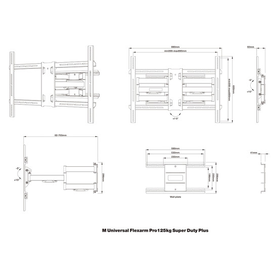 M Universal Flexarm Pro 125kg Super Duty Plus