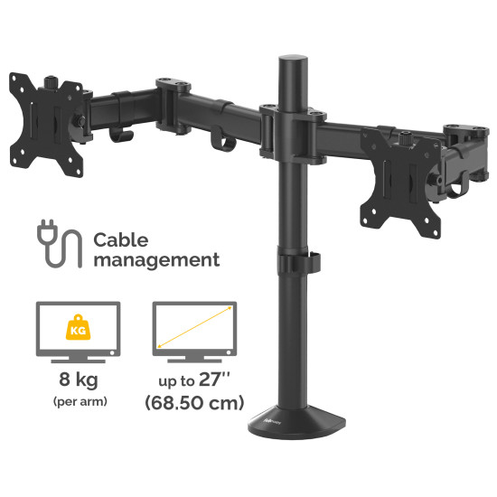 Fellowes Reflex Dual Monitor Arm - Dual Monitor Mount for 8KG 27 Inch Screens - Adjustable Monitor Desk Mount - Tilt 45° Pan 180° Rotation 360°, VESA 75 x 75/100 x 100 - Black Fellowes Reflex Dual Monitor Arm - Dual Monitor Mount for 8KG 27 Inch Screens - Adjustable Monitor Desk Mount - Tilt 45° Pan 180° Rotation 360°, VESA 75 x 75/100 x 100 - Black