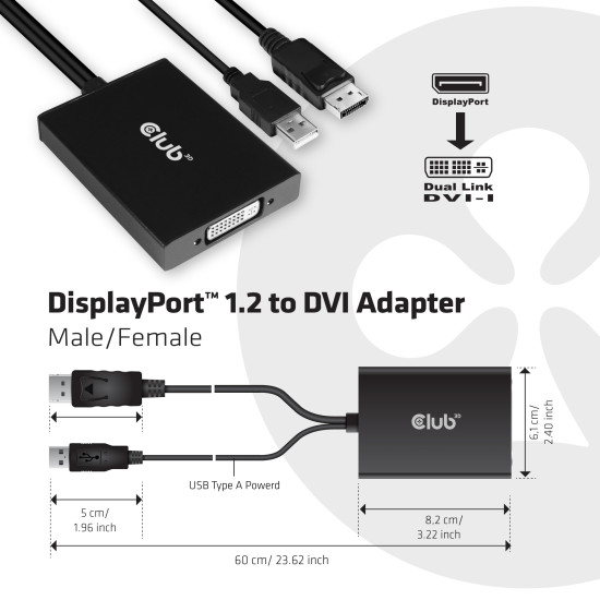 DisplayPort to Dual Link DVI-D HDCP ON version Active Adapter M/F