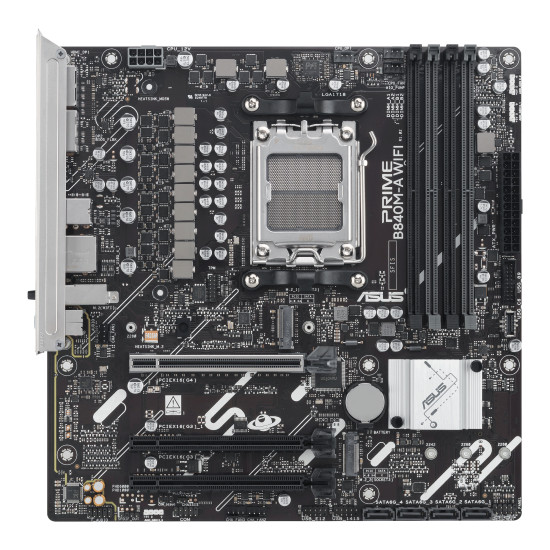 Mainboard|ASUS|AMD B840|SAM5|Micro-ATX|Memory DDR5|Memory slots 4|2xPCI-Express 3.0 16x|1xPCI-Express 4.0 16x|3xM.2|1xHDMI|2xDisplayPort|4xUSB 2.0|2xUSB 3.2|1xUSB-C|1xRJ45|3xAudio port|PRIMEB840M-AWIFI