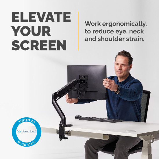 Fellowes Monitor Arm - Platinum Series Monitor Mount for 8KG 40 Inch Screens - Adjustable Monitor Desk Mount - Tilt 45° Pan 180° Swivel 360° Rotation 360°, VESA 75 x 75/100 x 100 - Black Fellowes Monitor Arm - Platinum Series Monitor Mount for 8KG 40 Inch Screens - Adjustable Monitor Desk Mount - Tilt 45° Pan 180° Swivel 360° Rotation 360°, VESA 75 x 75/100 x 100 - Black