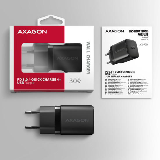 Axagon ACU-PD30 kroviklis jungiama tinkl PD 30W, 1x port USB-C, PD3.0/QC3.0/AFC/FCP/Apple Juoda Mobile phone, Smartphone, Smartwatch, Tablet, Universal, Watch Black AC Fast charging Indoor Axagon ACU-PD30 kroviklis jungiama tinkl PD 30W, 1x port USB-C, PD3.0/QC3.0/AFC/FCP/Apple Juoda Mobile phone, Smartphone, Smartwatch, Tablet, Universal, Watch Black AC Fast charging Indoor