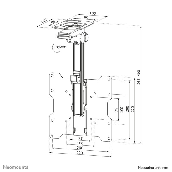 Neomounts FPMA-C020BLACK Monitor/TV mount ceiling 10-40" - h 26,5-40 cm Neomounts FPMA-C020BLACK Monitor/TV mount ceiling 10-40" - h 26,5-40 cm