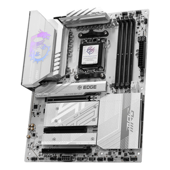 Mainboard|MSI|AMD B850|SAM5|ATX|Memory DDR5|Memory slots 4|3xPCI-Express 16x|4xM.2|1xHDMI|1xAudio-In|1xAudio-Out|4xUSB 2.0|1xUSB 3.0|2xUSB 3.2|3xUSB-C|1xOptical S/PDIF|1xRJ45|MPGB850EDGETIWIFI
