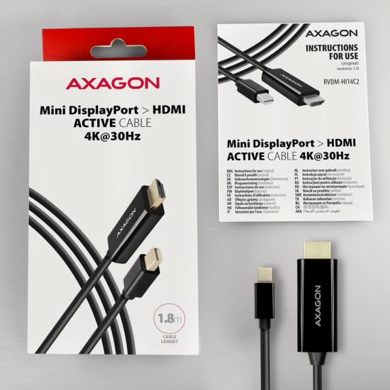 RVDM-HI14C2 Mini-DisplayPort zu HDMI Adapterkabel 4K/30 Hz 180 cm lang - Kabel - Digital/Display/Video RVDM-HI14C2 Mini-DisplayPort zu HDMI Adapterkabel 4K/30 Hz 180 cm lang - Kabel - Digital/Display/Video