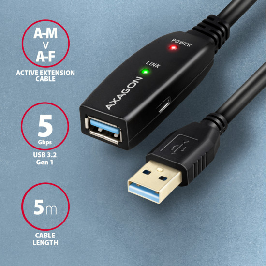 ADR-305 USB 3.2 Gen 1 A-M -> A-F active extension/repeater cable 5m - Kabel - Digital/Daten ADR-305 USB 3.2 Gen 1 A-M -> A-F active extension/repeater cable 5m - Kabel - Digital/Daten
