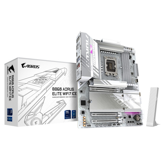 GIGABYTE B860 AORUS ELITE WIFI7 ICE Motherboard - Intel Core Ultra Series CPUs, 14+1+2+1 Phases VRM, up to 9200MHz DDR5, 1xPCIe 5.0 + 2xPCIe 4.0 M.2, 2.5GbE LAN, WIFI 7, USB 4 GIGABYTE B860 AORUS ELITE WIFI7 ICE Motherboard - Intel Core Ultra Series CPUs, 14+1+2+1 Phases VRM, up to 9200MHz DDR5, 1xPCIe 5.0 + 2xPCIe 4.0 M.2, 2.5GbE LAN, WIFI 7, USB 4