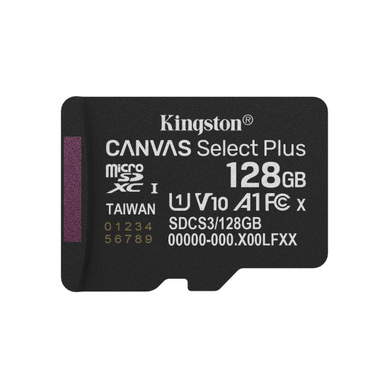 Kingston 128GB microSDXC Canvas Select Plus Gen3 150MB/s A1 Card + Adapter