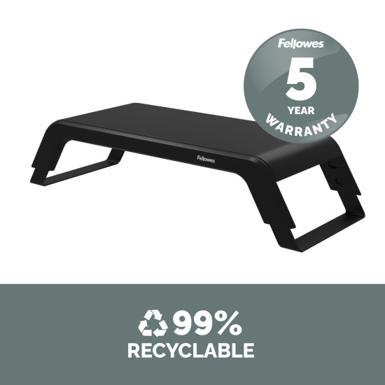 Fellowes Computer Monitor Stand with 3 Height Adjustments - Hana LT Monitor Riser - Ergonomic Adjustable Monitor Stand for Computers - Max Weight 22.6KG - Black Fellowes Computer Monitor Stand with 3 Height Adjustments - Hana LT Monitor Riser - Ergonomic Adjustable Monitor Stand for Computers - Max Weight 22.6KG - Black