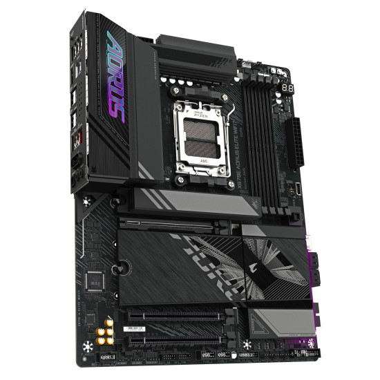 X870E AORUS ELITE WIFI7 Motherboard - Supports AMD Ryzen 9000 CPUs, 16+2+2 Phases Digital VRM, up to 8000Hz DDR5 (OC), 3xPCIe 5.0 + 1xPCIe 4.0, Wi-Fi 7, 2.5GbE LAN, USB 4