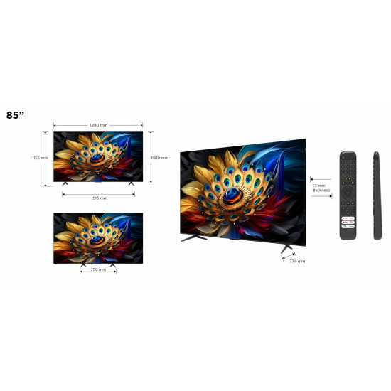 TCL Serie C6 Smart TV QLED 4K 85" 85C655, audio Onkyo con subwoofer, Dolby Vision - Atmos, Google TV TCL Serie C6 Smart TV QLED 4K 85" 85C655, audio Onkyo con subwoofer, Dolby Vision - Atmos, Google TV