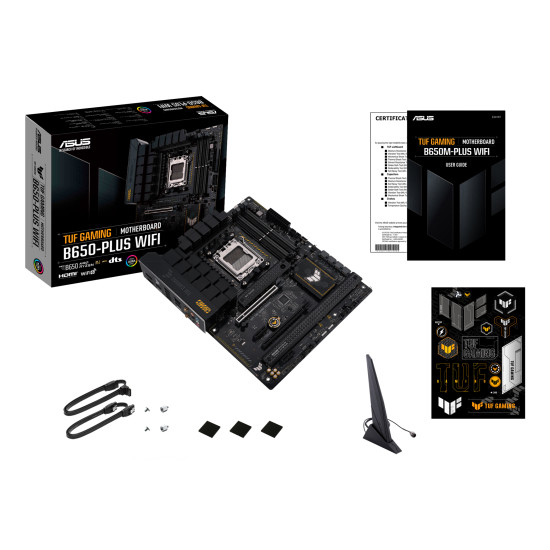 Mainboard|ASUS|AMD B650|SAM5|ATX|Memory DDR5|Memory slots 4|2xPCI-Express 4.0 1x|2xPCI-Express 4.0 16x|3xM.2|1xHDMI|1xDisplayPort|4xUSB 2.0|2xUSB 3.2|2xUSB-C|1xRJ45|5xAudio port|TUFGAMINGB650-PLUSWIFI Mainboard|ASUS|AMD B650|SAM5|ATX|Memory DDR5|Memory slots 4|2xPCI-Express 4.0 1x|2xPCI-Express 4.0 16x|3xM.2|1xHDMI|1xDisplayPort|4xUSB 2.0|2xUSB 3.2|2xUSB-C|1xRJ45|5xAudio port|TUFGAMINGB650-PLUSWIFI