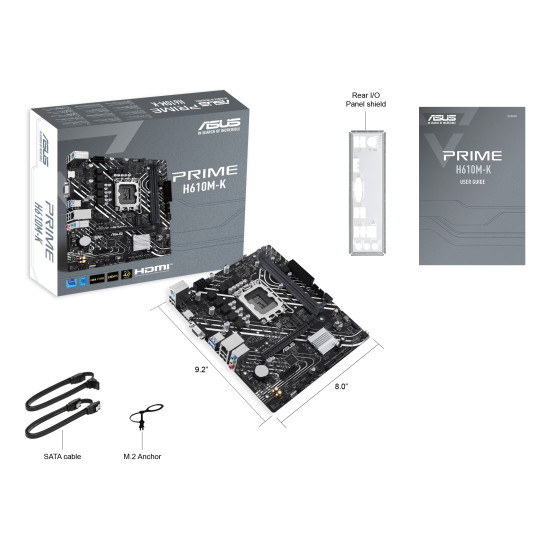 Mainboard|ASUS|Intel H610|LGA1700|Micro-ATX|Memory DDR5|Memory slots 2|1xPCI-Express 3.0 1x|1xPCI-Express 4.0 16x|1xM.2|1x15pin D-sub|1xHDMI|4xUSB 2.0|2xUSB 3.2|1xPS/2|1xRJ45|3xAudio port|PRIMEH610M-K Mainboard|ASUS|Intel H610|LGA1700|Micro-ATX|Memory DDR5|Memory slots 2|1xPCI-Express 3.0 1x|1xPCI-Express 4.0 16x|1xM.2|1x15pin D-sub|1xHDMI|4xUSB 2.0|2xUSB 3.2|1xPS/2|1xRJ45|3xAudio port|PRIMEH610M-K
