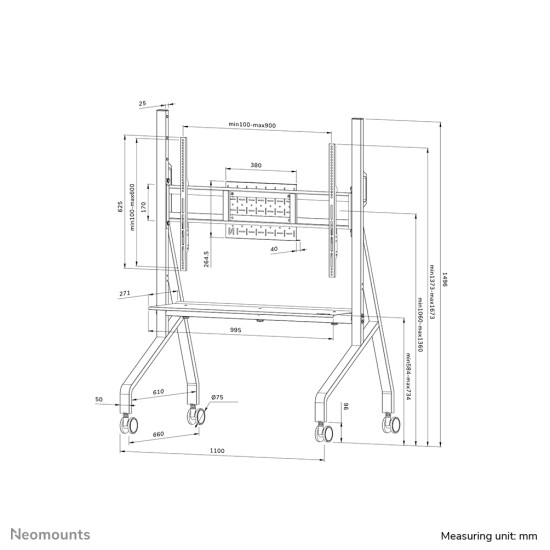 Neomounts FL50-525WH1 TV trolley 55-86" - fast installation - TÜV Neomounts FL50-525WH1 TV trolley 55-86" - fast installation - TÜV
