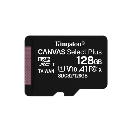 Kingston Technology Canvas Select 128GB micSDXC Plus 100R A1 C10 Card + ADP Kingston Technology Canvas Select 128GB micSDXC Plus 100R A1 C10 Card + ADP