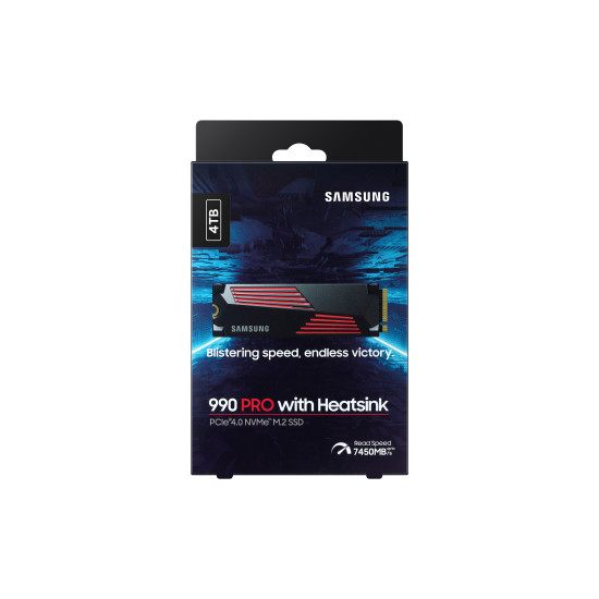 SSD|SAMSUNG|990 PRO with Heatsink|4TB|M.2|PCIe Gen4|NVMe|TLC|Write speed 6900 MBytes/sec|Read speed 7450 MBytes/sec|TBW 2400 TB|MTBF 1500000 hours|MZ-V9P4T0CW SSD|SAMSUNG|990 PRO with Heatsink|4TB|M.2|PCIe Gen4|NVMe|TLC|Write speed 6900 MBytes/sec|Read speed 7450 MBytes/sec|TBW 2400 TB|MTBF 1500000 hours|MZ-V9P4T0CW
