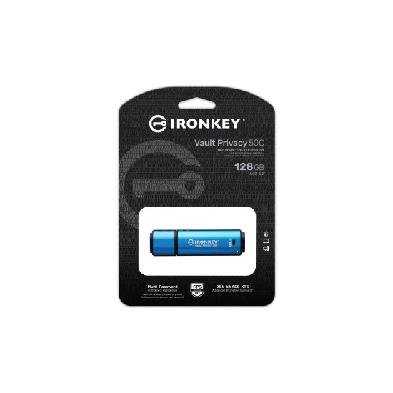 128GB USB-C IronKey Vault Privacy 50C AES-256 Encrypted, FIPS 197