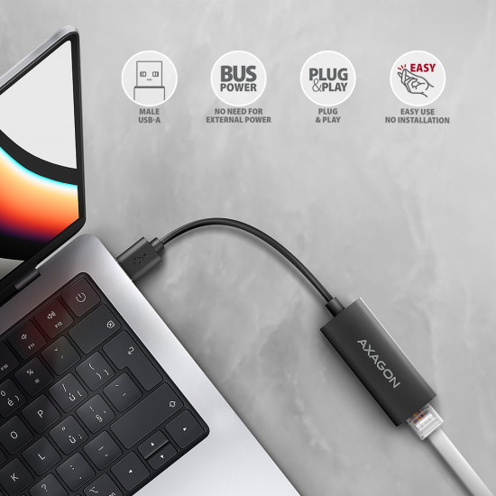 Axagon ADE-AR USB-A 3.2 Gen 1 - Gigabit Ethernet 10/100/1000 Adapter - Adapter - Digital/Daten 1000 Mbit/s Axagon ADE-AR USB-A 3.2 Gen 1 - Gigabit Ethernet 10/100/1000 Adapter - Adapter - Digital/Daten 1000 Mbit/s