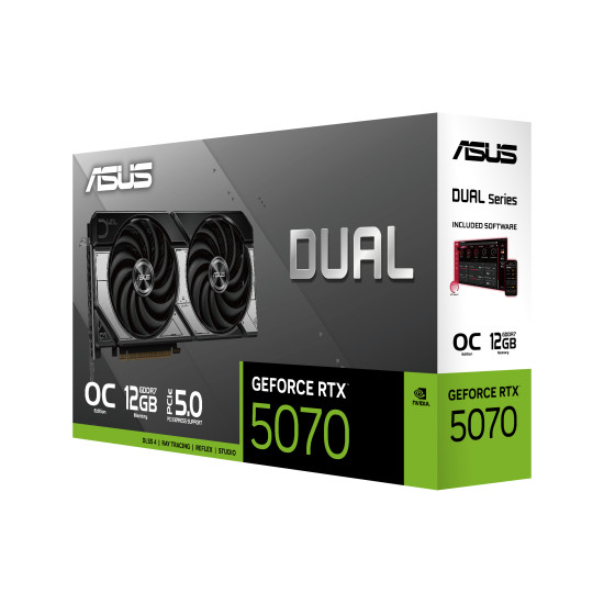 Graphics Card|ASUS|NVIDIA GeForce RTX 5070|12 GB|GDDR7|192 bit|PCIE 5.0 16x|Dual Slot Fansink|1xHDMI|3xDisplayPort|DUAL-RTX5070-O12G Graphics Card|ASUS|NVIDIA GeForce RTX 5070|12 GB|GDDR7|192 bit|PCIE 5.0 16x|Dual Slot Fansink|1xHDMI|3xDisplayPort|DUAL-RTX5070-O12G