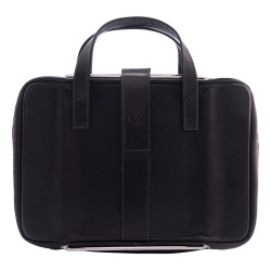 Laptop bag R-Go Viva, full-grain leather, with integrated laptop stand, shoulder strap, 15.6-inch, black