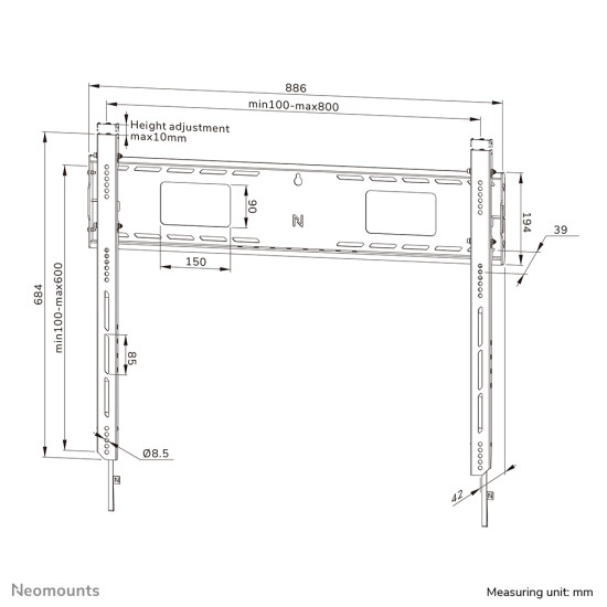 Neomounts WL30-750BL18 Heavy duty wall mount 43-98" - fixed - lockable - fast installation - TÜV Neomounts WL30-750BL18 Heavy duty wall mount 43-98" - fixed - lockable - fast installation - TÜV