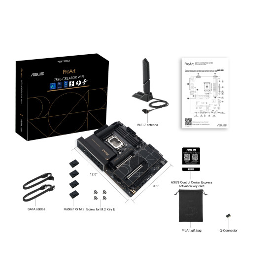 Mainboard|ASUS|Intel Z890|LGA1851|ATX|Memory DDR5|Memory slots 4|1xPCI-Express 4.0 16x|2xPCI-Express 5.0 16x|5xM.2|1xHDMI|1xDisplayPort|1xAudio-In|1xAudio-Out|1xUSB 2.0|6xUSB 3.2|3xUSB-C w/Thunderbolt|1xRJ45|PROARTZ890-CREATORWIFI Mainboard|ASUS|Intel Z890|LGA1851|ATX|Memory DDR5|Memory slots 4|1xPCI-Express 4.0 16x|2xPCI-Express 5.0 16x|5xM.2|1xHDMI|1xDisplayPort|1xAudio-In|1xAudio-Out|1xUSB 2.0|6xUSB 3.2|3xUSB-C w/Thunderbolt|1xRJ45|PROARTZ890-CREATORWIFI
