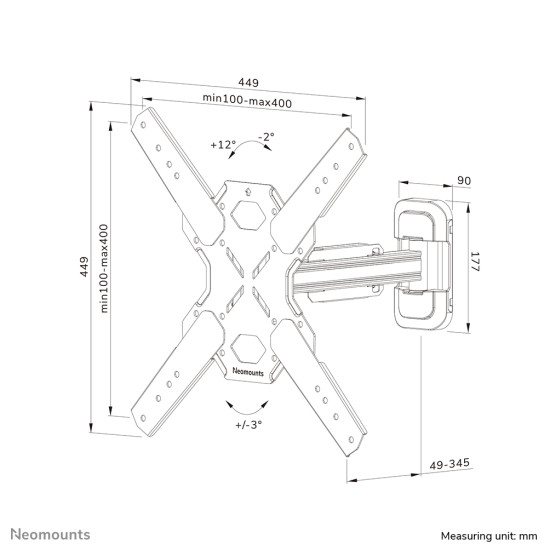 Neomounts WL40S-840BL14 TV mount wall 32-65" - full motion - fast installation