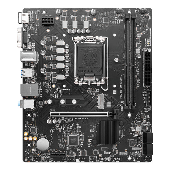 Mainboard|MSI|Intel H610|LGA1700|MicroATX|Memory DDR4|Memory slots 2|1xPCI-Express 1x|1xPCI-Express 16x|1xM.2|1x15pin D-sub|1xHDMI|4xUSB 2.0|2xUSB 3.2|1xPS/2|1xRJ45|3xAudio port|PROH610M-EDDR4 Mainboard|MSI|Intel H610|LGA1700|MicroATX|Memory DDR4|Memory slots 2|1xPCI-Express 1x|1xPCI-Express 16x|1xM.2|1x15pin D-sub|1xHDMI|4xUSB 2.0|2xUSB 3.2|1xPS/2|1xRJ45|3xAudio port|PROH610M-EDDR4