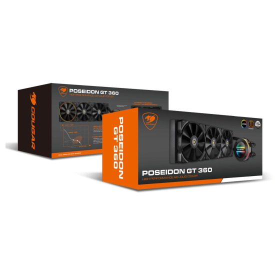 COUGAR Gaming POSEIDON-GT 360 Processor Liquid cooling kit 12 cm Black 1 pc(s) COUGAR Gaming POSEIDON-GT 360 Processor Liquid cooling kit 12 cm Black 1 pc(s)