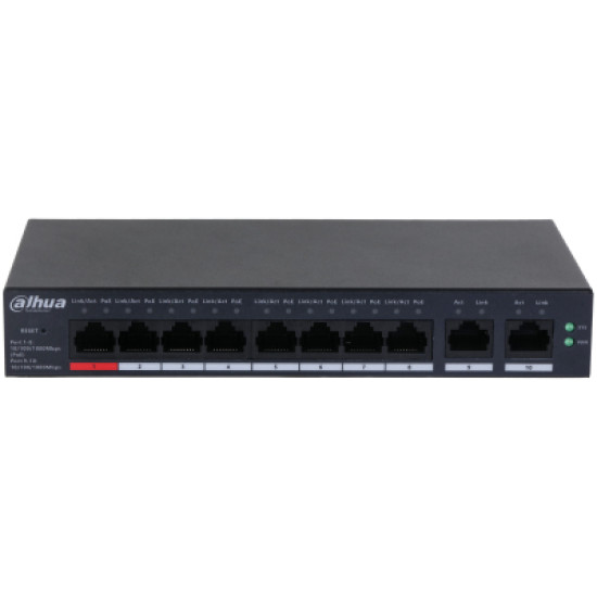 Switch|DAHUA|CS4010-8GT-110|Type L2|Desktop/pedestal|8x10Base-T / 100Base-TX / 1000Base-T|PoE ports 8|DH-CS4010-8GT-110 Switch|DAHUA|CS4010-8GT-110|Type L2|Desktop/pedestal|8x10Base-T / 100Base-TX / 1000Base-T|PoE ports 8|DH-CS4010-8GT-110