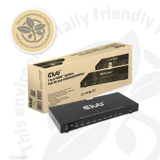 1 to 8 HDMI™ Splitter Full 3D and 4K60Hz(600MHz) 1 to 8 HDMI™ Splitter Full 3D and 4K60Hz(600MHz)