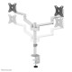 NEOMOUNTS SCREEN DESK MOUNT FOR TWO MONITORS, WHITE (CLAMP+GROMMET)