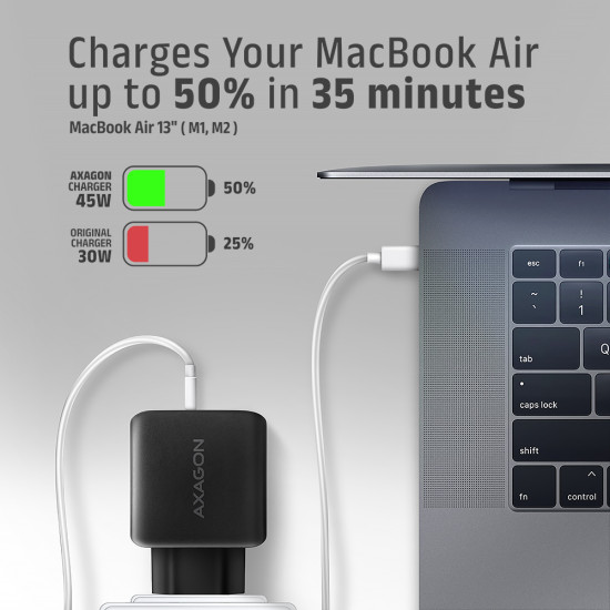 Axagon ACU-PQ45 QC 3.0, 4.0/AFC/FCP/PPS/PD, 45W, schwarz - Netzladegerät mit USB-A und USB-C Schnittstelle Mobile phone, Smartphone, Smartwatch, Tablet, Universal Black AC Fast charging Indoor Axagon ACU-PQ45 QC 3.0, 4.0/AFC/FCP/PPS/PD, 45W, schwarz - Netzladegerät mit USB-A und USB-C Schnittstelle Mobile phone, Smartphone, Smartwatch, Tablet, Universal Black AC Fast charging Indoor