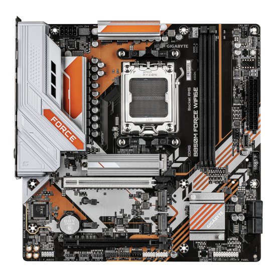 B850M FORCE WIFI6E Motherboard - AMD Ryzen 9000 Series CPUs, 8+2+2 Phases Digital VRM, up to 9600MHz DDR5 (OC), 1xPCIe 5.0 + 2xPCIe 4.0 M.2, Wi-Fi 6E, 2.5 GbE LAN, USB 3.2 Gen 2