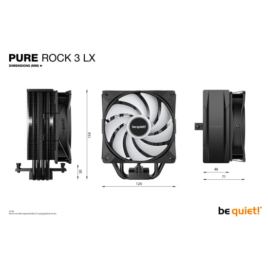 be quiet! Pure Rock 3 LX Processor Air cooler 12 cm Black 1 pc(s) be quiet! Pure Rock 3 LX Processor Air cooler 12 cm Black 1 pc(s)