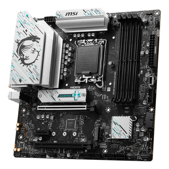 Mainboard|MSI|Intel B760 Express|LGA1700|Micro-ATX|Memory DDR5|Memory slots 4|1xPCI-Express 3.0 1x|1xPCI-Express 4.0 4x |1xPCI-Express 4.0 16x|2xM.2|2xHDMI|2xDisplayPort|2xUSB 2.0|4xUSB 3.2|1xPS/2|1xRJ45|3xAudio port|B760MGAMINGPLUSWIFI Mainboard|MSI|Intel B760 Express|LGA1700|Micro-ATX|Memory DDR5|Memory slots 4|1xPCI-Express 3.0 1x|1xPCI-Express 4.0 4x |1xPCI-Express 4.0 16x|2xM.2|2xHDMI|2xDisplayPort|2xUSB 2.0|4xUSB 3.2|1xPS/2|1xRJ45|3xAudio port|B760MGAMINGPLUSWIFI