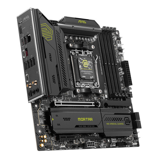 Mainboard|MSI|AMD B850|SAM5|Micro-ATX|Memory DDR5|Memory slots 4|1xPCI-Express 4.0 4x |1xPCI-Express 4.0 8x|1xPCI-Express 4.0 16x|1xPCI-Express 5.0 16x|3xM.2|1xHDMI|3xUSB 2.0|4xUSB 3.2|2xUSB-C|1xOptical S/PDIF|1xRJ45|2xAudio port|MAGB850MMORTARWIFI Mainboard|MSI|AMD B850|SAM5|Micro-ATX|Memory DDR5|Memory slots 4|1xPCI-Express 4.0 4x |1xPCI-Express 4.0 8x|1xPCI-Express 4.0 16x|1xPCI-Express 5.0 16x|3xM.2|1xHDMI|3xUSB 2.0|4xUSB 3.2|2xUSB-C|1xOptical S/PDIF|1xRJ45|2xAudio port|MAGB850MMORTARWIFI