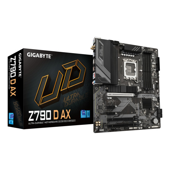 GIGABYTE Z790 D AX Motherboard - Supports Intel Core 14th Gen CPUs, 12+1+1 Phases Digital VRM, up to 7600MHz DDR5 (OC), 3xPCIe 4.0 M.2, Wi-Fi 6E, 2.5GbE LAN, USB 3.2 Gen 2 GIGABYTE Z790 D AX Motherboard - Supports Intel Core 14th Gen CPUs, 12+1+1 Phases Digital VRM, up to 7600MHz DDR5 (OC), 3xPCIe 4.0 M.2, Wi-Fi 6E, 2.5GbE LAN, USB 3.2 Gen 2