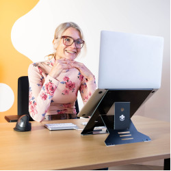 Laptop stand R-Go Riser Document, ergonomic, foldable and adjustable stand with document holder, black