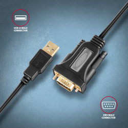 ADS-1PQN USB-A 2.0 - serial RS-232 DB9-M FTDI adapter cable 1.5m - Adapter - Digital/Daten