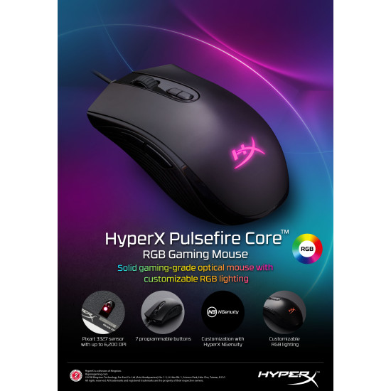 HyperX Pulsefire Core Black USB Gaming Mouse HyperX Pulsefire Core Black USB Gaming Mouse
