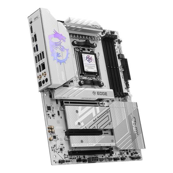 Mainboard|MSI|AMD B850|SAM5|ATX|Memory DDR5|Memory slots 4|3xPCI-Express 16x|4xM.2|1xHDMI|1xAudio-In|1xAudio-Out|4xUSB 2.0|1xUSB 3.0|2xUSB 3.2|3xUSB-C|1xOptical S/PDIF|1xRJ45|MPGB850EDGETIWIFI