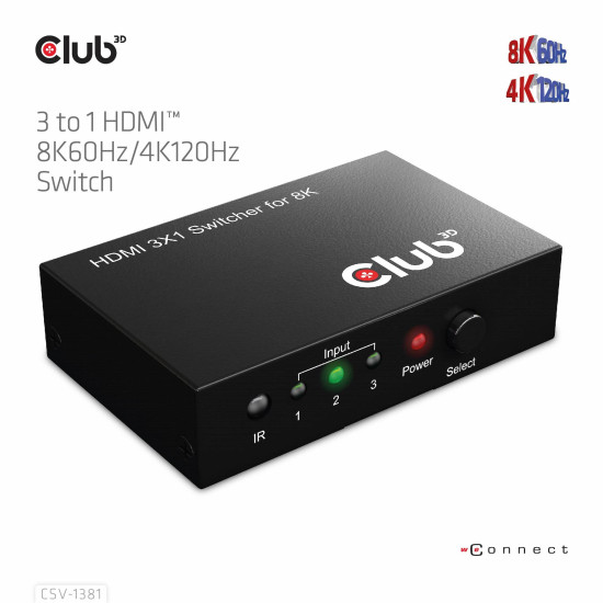 3 to 1 HDMI™ 8K60Hz/4K120Hz Switch