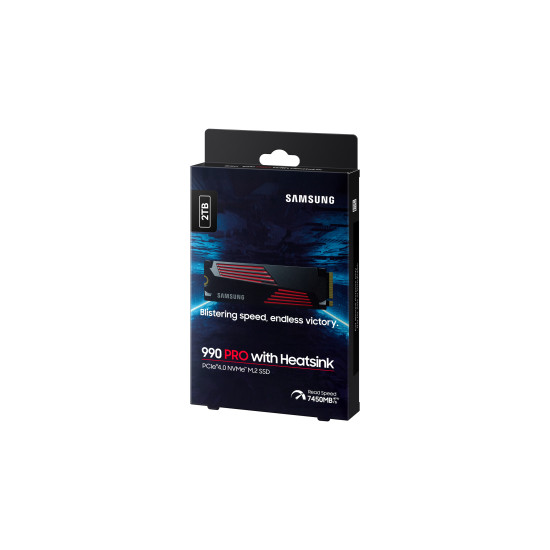 SSD|SAMSUNG|990 PRO with Heatsink|2TB|M.2|PCIE|NVMe|MLC|Write speed 6900 MBytes/sec|Read speed 7450 MBytes/sec|2.3mm|TBW 1200 TB|MTBF 1500000 hours|MZ-V9P2T0CW