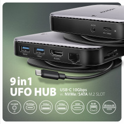 HMC-UFO USB-C Hub M.2 SATA/NVMe 1 Gbit/s Ethernet 384 kHz Audio